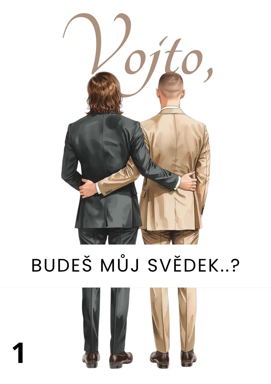 Kartička svědek / družba akvarel
