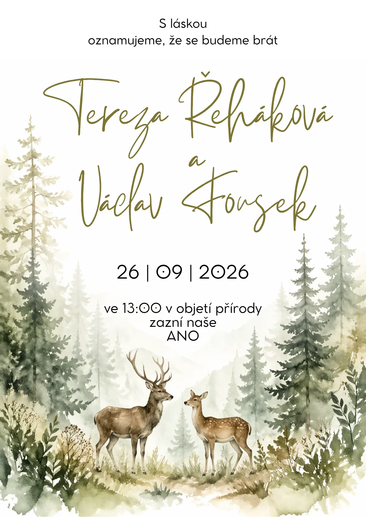 Oznámení - digitální návrh - DEER LOVE