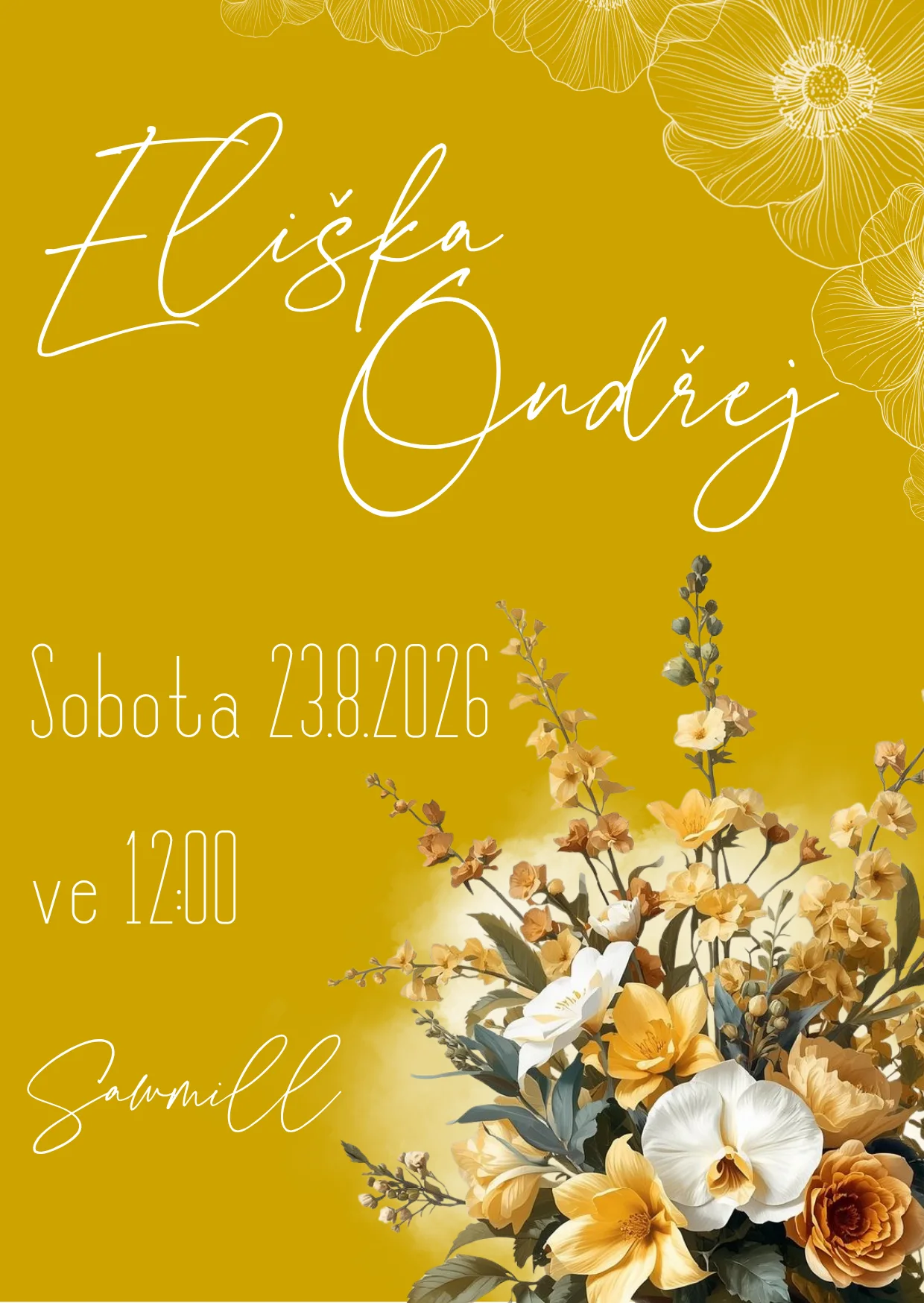 Oznámení - digitální návrh - YELLOW FLOWERS