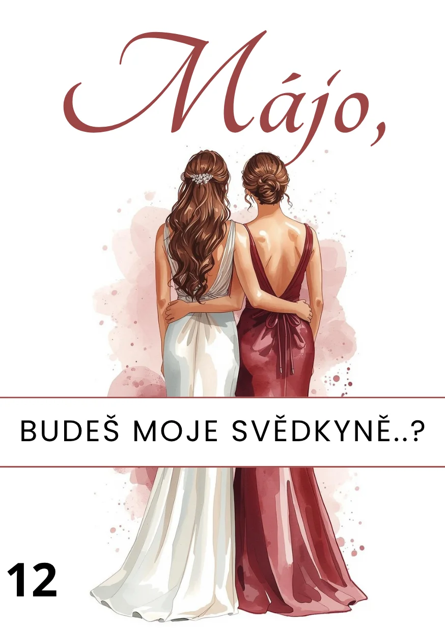 Kartička svědkyně / družička akvarel